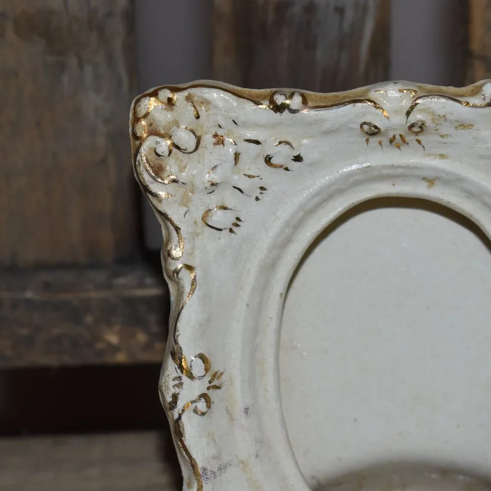 Antique Vintage Mini Ornate Porcelain Picture Frame Victorian Gothic Decor